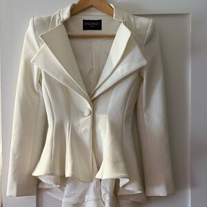 Balmain Women's white Peplum Blazer, Xs/S